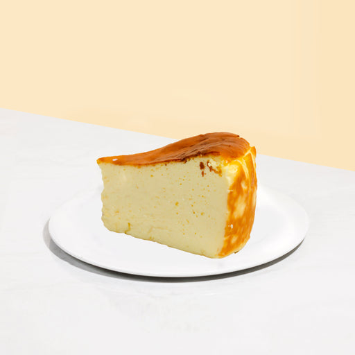 Slice of basque burnt cheesecake