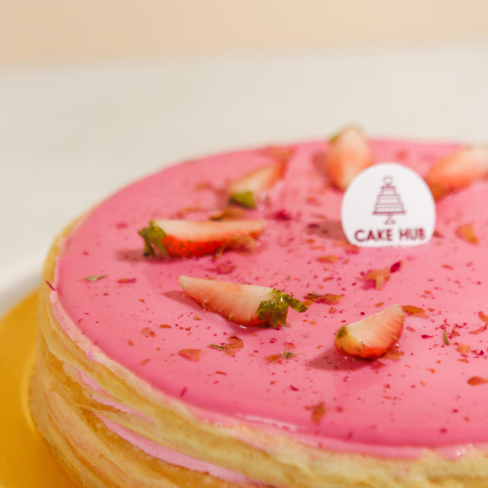 Sakura Lychee Mille Crepe Cake 8 inch - Cake Together - Online Birthday Cake Delivery