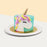 Teal buttercream cake with a fondant unicorn design