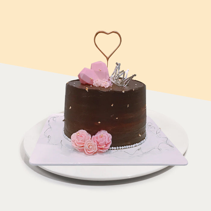 Chocolate chiffon cake with strawberry jam and chocolate cream