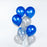 Metallic silver and blue balloons