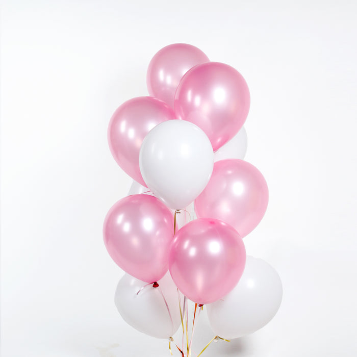 Metallic pink and white balloons